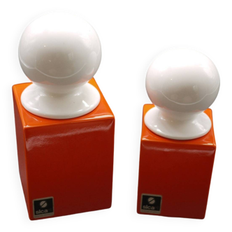 Spagnolo for Sicart 2 orange and white pots 1970s