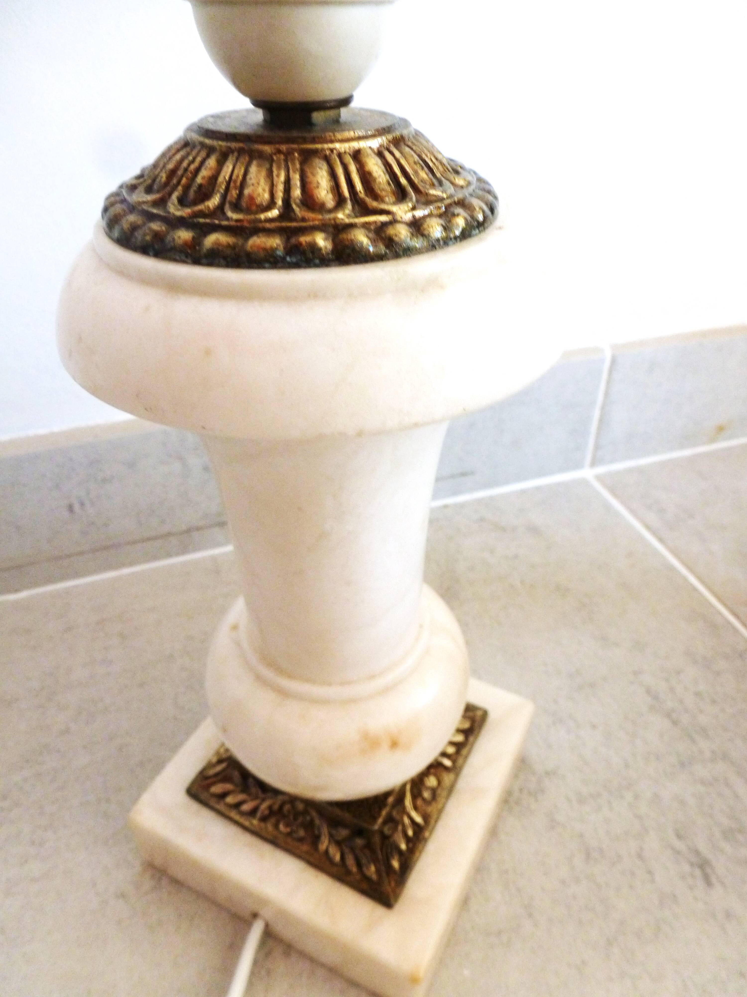 Alabaster and brass lamp, living room table lamp, decorative home lamp