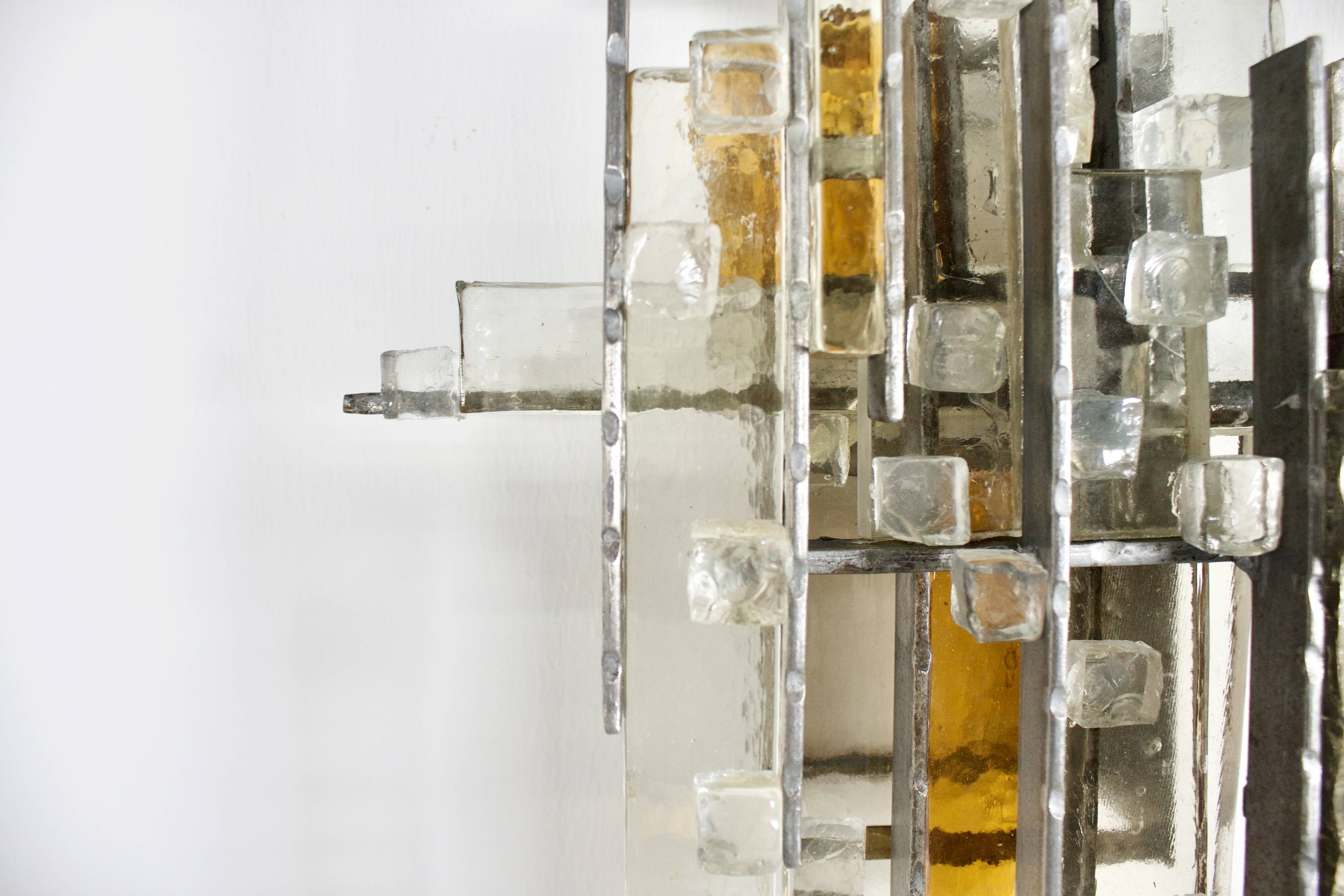 Very Large Brutalist Sconce by Albano Poli for Poliarte, 1970s