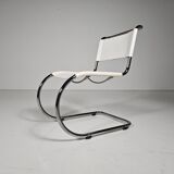 Set of 6 white cantilever dining chairs MR10 by Mies van der Rohe for Thonet, 1980s.