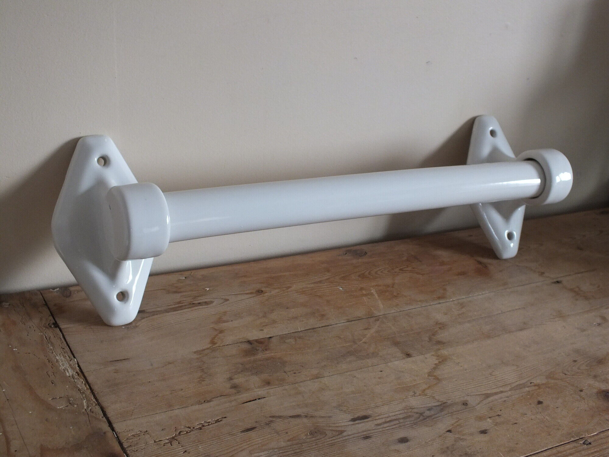 Large Art Deco towel bar in white porcelain