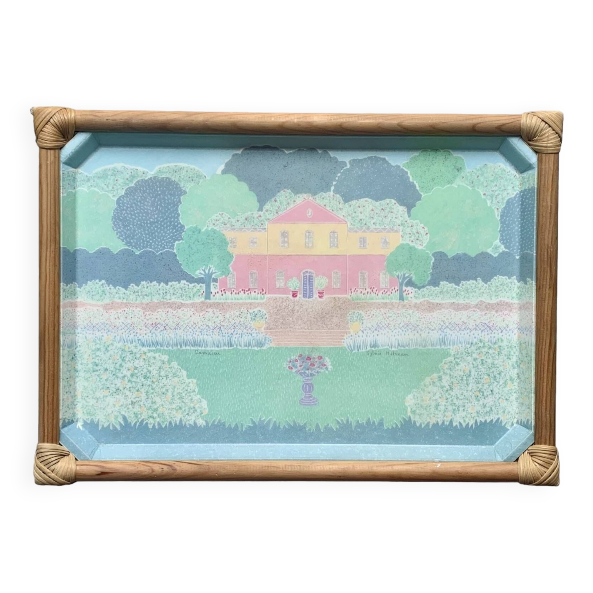 Vintage fiberglass and rattan tray - Sylvie Hétreau - Camaïeu - Alpac