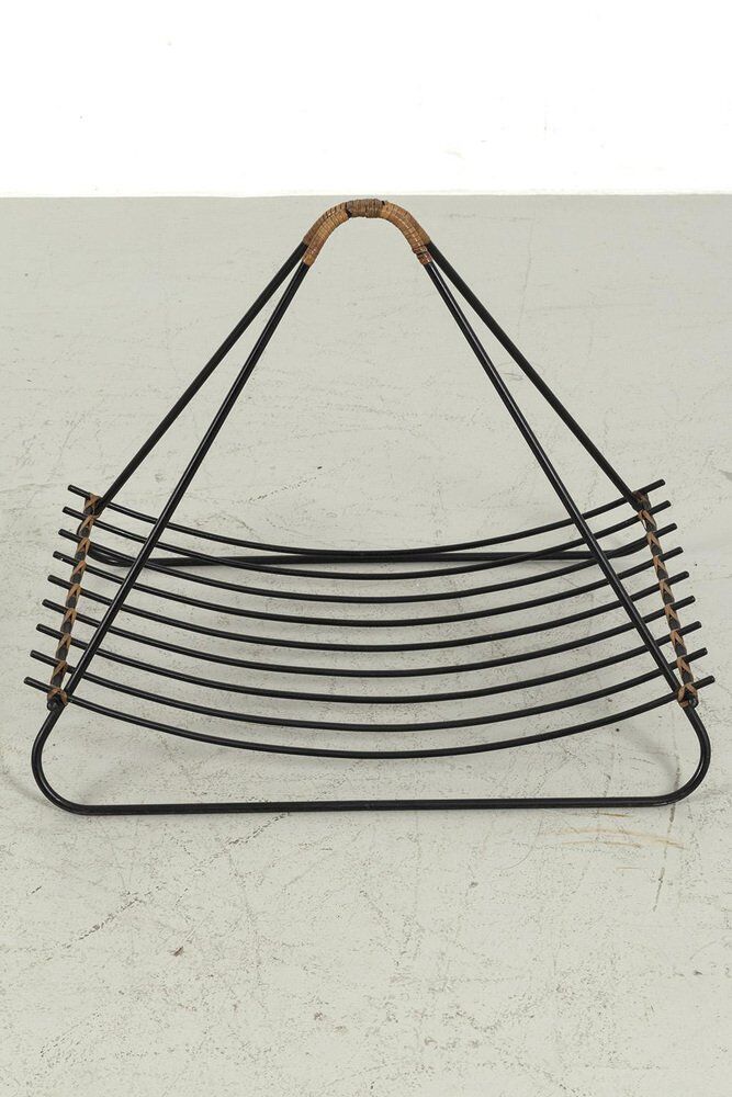 Porte-revues en rotin vintage