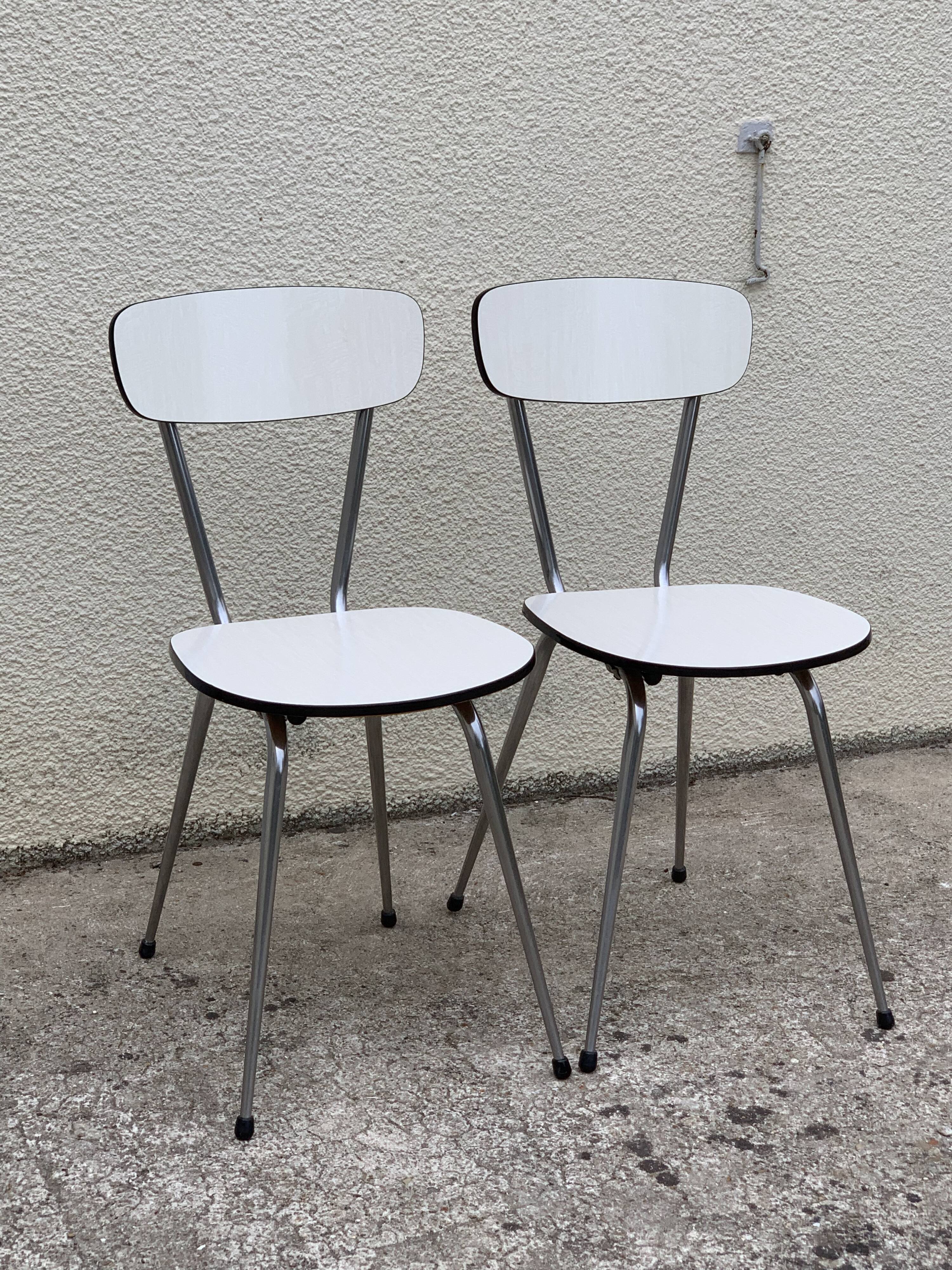 Formica chairs white compass feet