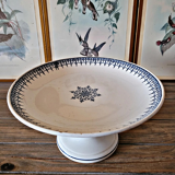 Saint Amand blue iron earth compote, Arabesque decoration, early 1900s.