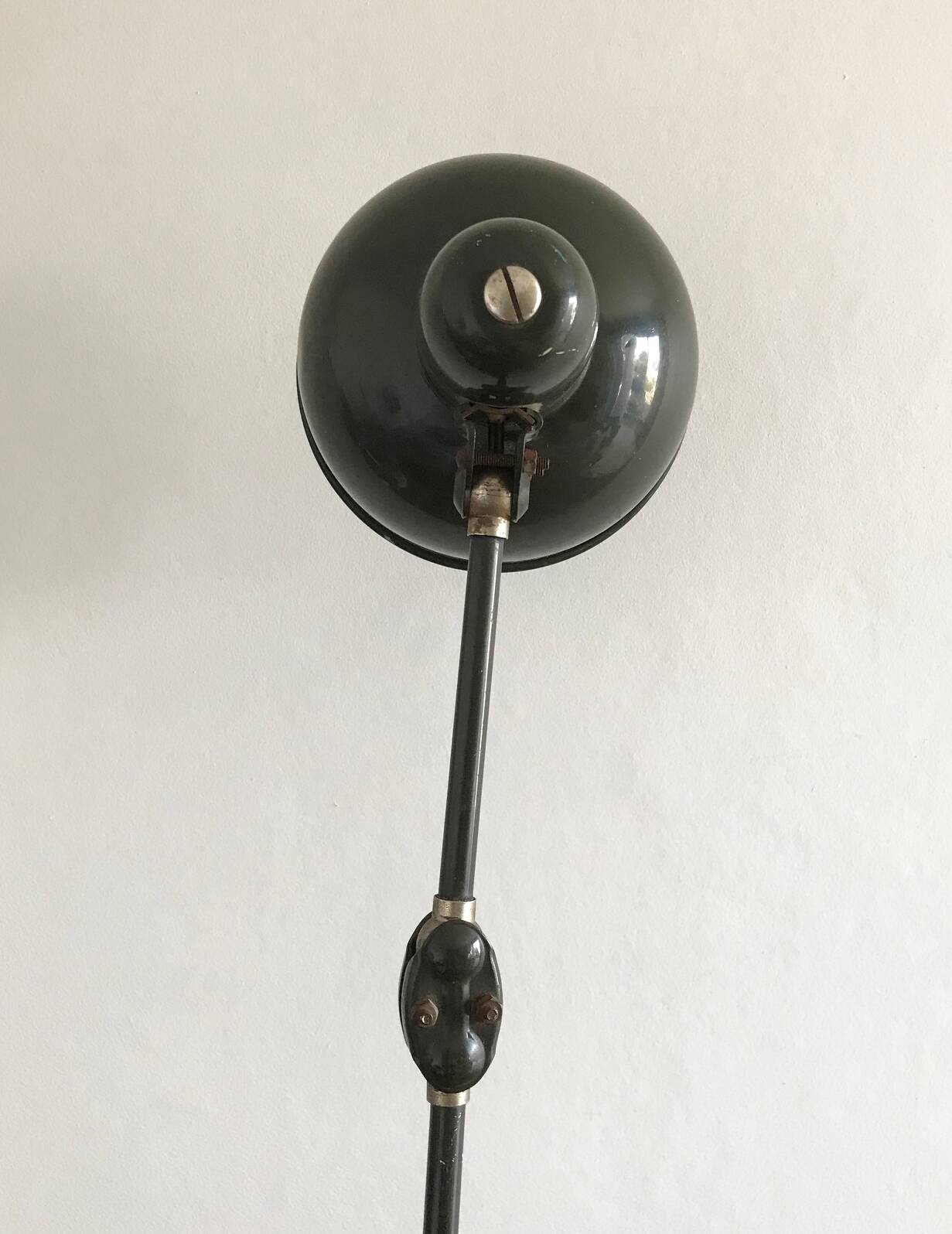 1950s English green workshop lamp