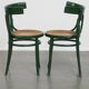Set of 2 Green Vintage Bistro Chairs with Woven Reed Seats