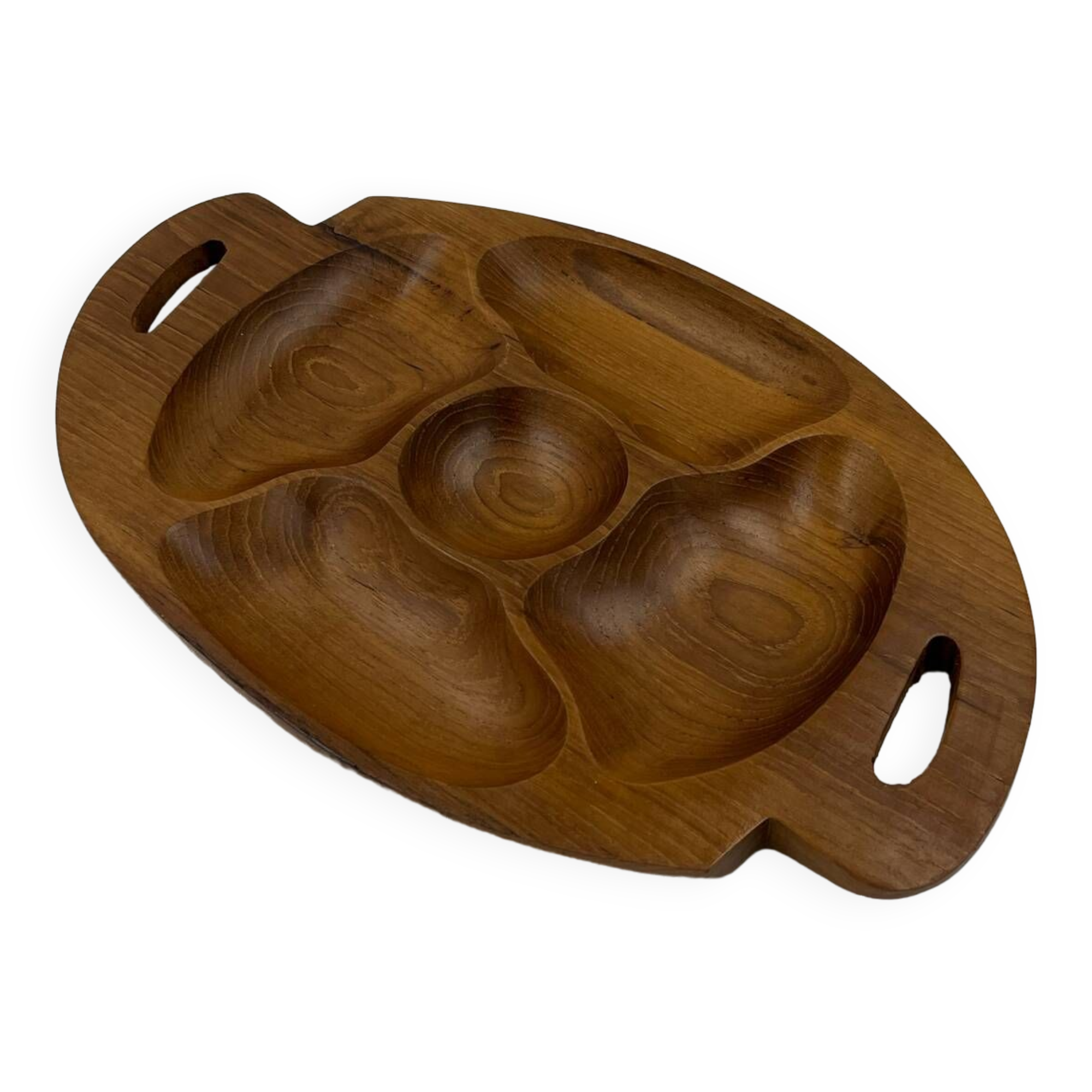 Solid teak aperitif dish