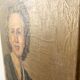 Oil portrait on canvas of an elegant vintage woman 50s