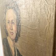 Oil portrait on canvas of an elegant vintage woman 50s
