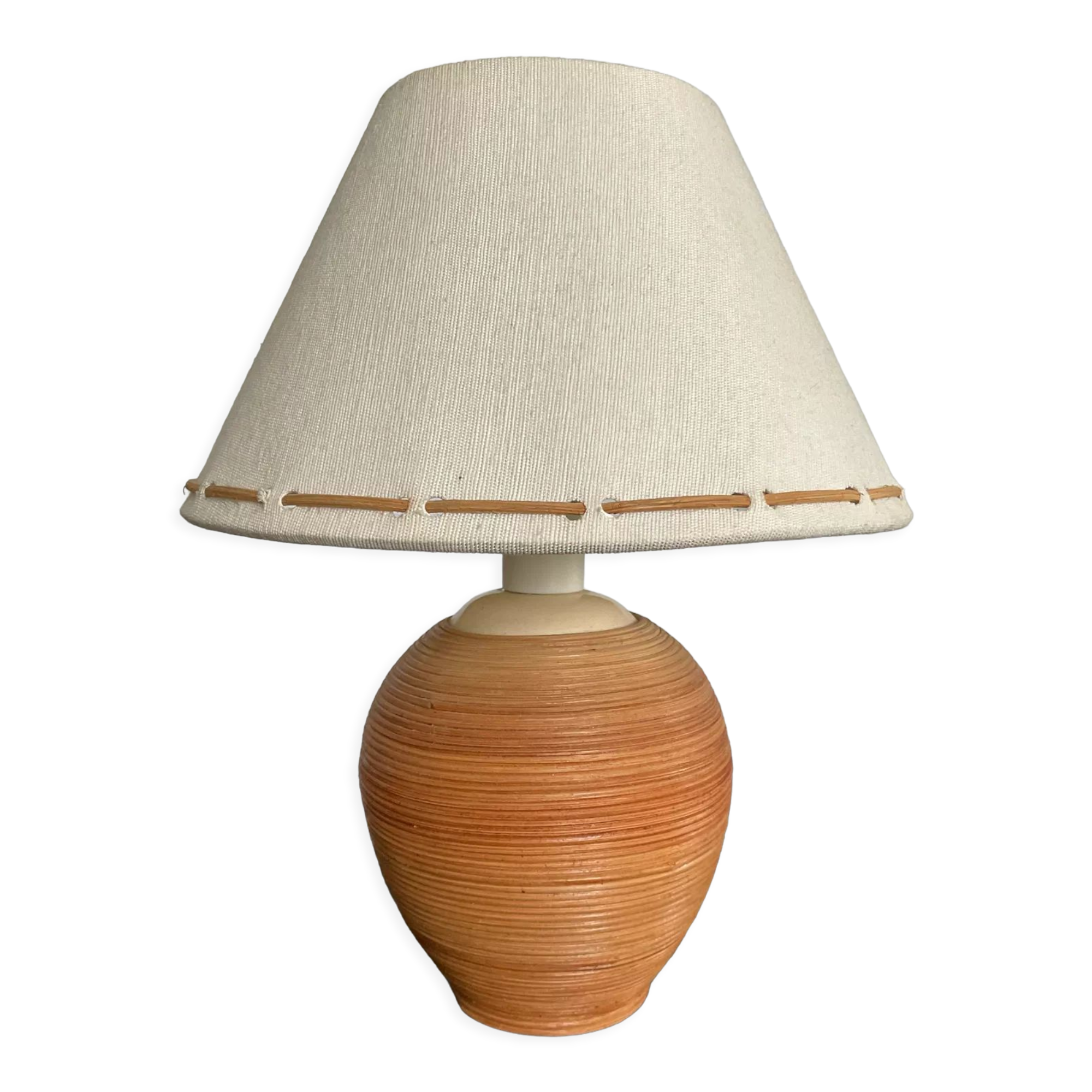 Vintage lamp from the 70s in ceramic and wicker