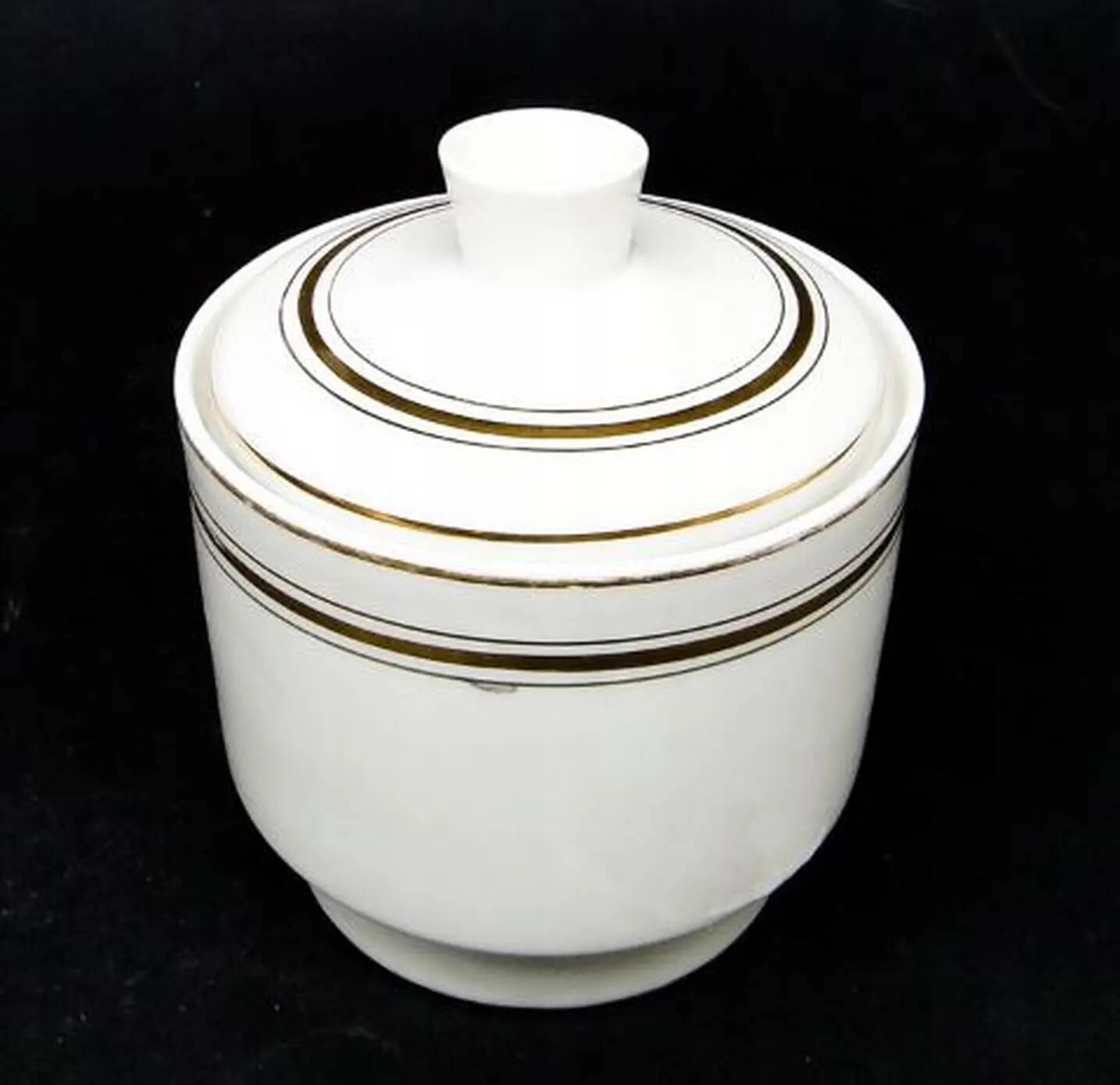 Mid-century modern sugar bowl, ivory ceramic, Ćmielów, Poland, 1960s