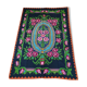 Floral handwoven green and fuchsia rug, made in wool, bohemian design 170x232cm