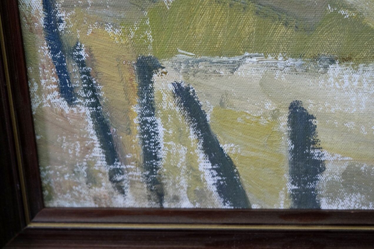 Ruth wahlund, swedish landscape, 1960, oil on canvas, framed