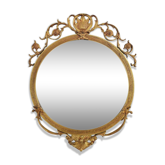 Round brass medallion style mirror