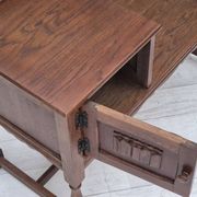 1960s, Danish bench, dark solid oak wood, plywood.