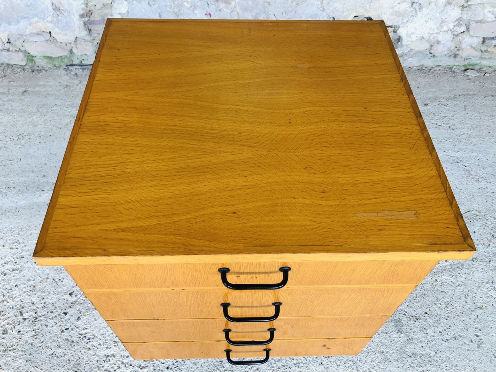 Vintage low storage cabinet blond oak Circa 60
