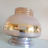 Plafoonier globe in pink frosted glass art deco style