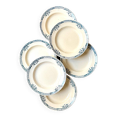 6 assiettes creuses Longchamp en terre de fer, service "Lily"