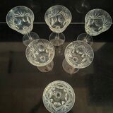 6 cut red wine glasses