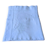 Large hand-embroidered antique linen bed sheet
