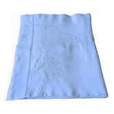 Large hand-embroidered antique linen bed sheet