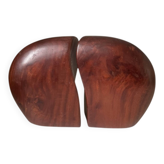 Pair of vintage exotic wood bookends