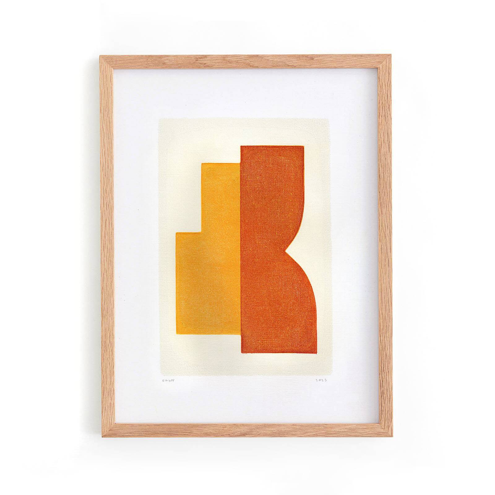 Painting on paper - ella - yellow and orange - signed eawy