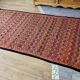 Grand tapis kilim ancien aux motifs géométriques tribaux 260 x 130 cm