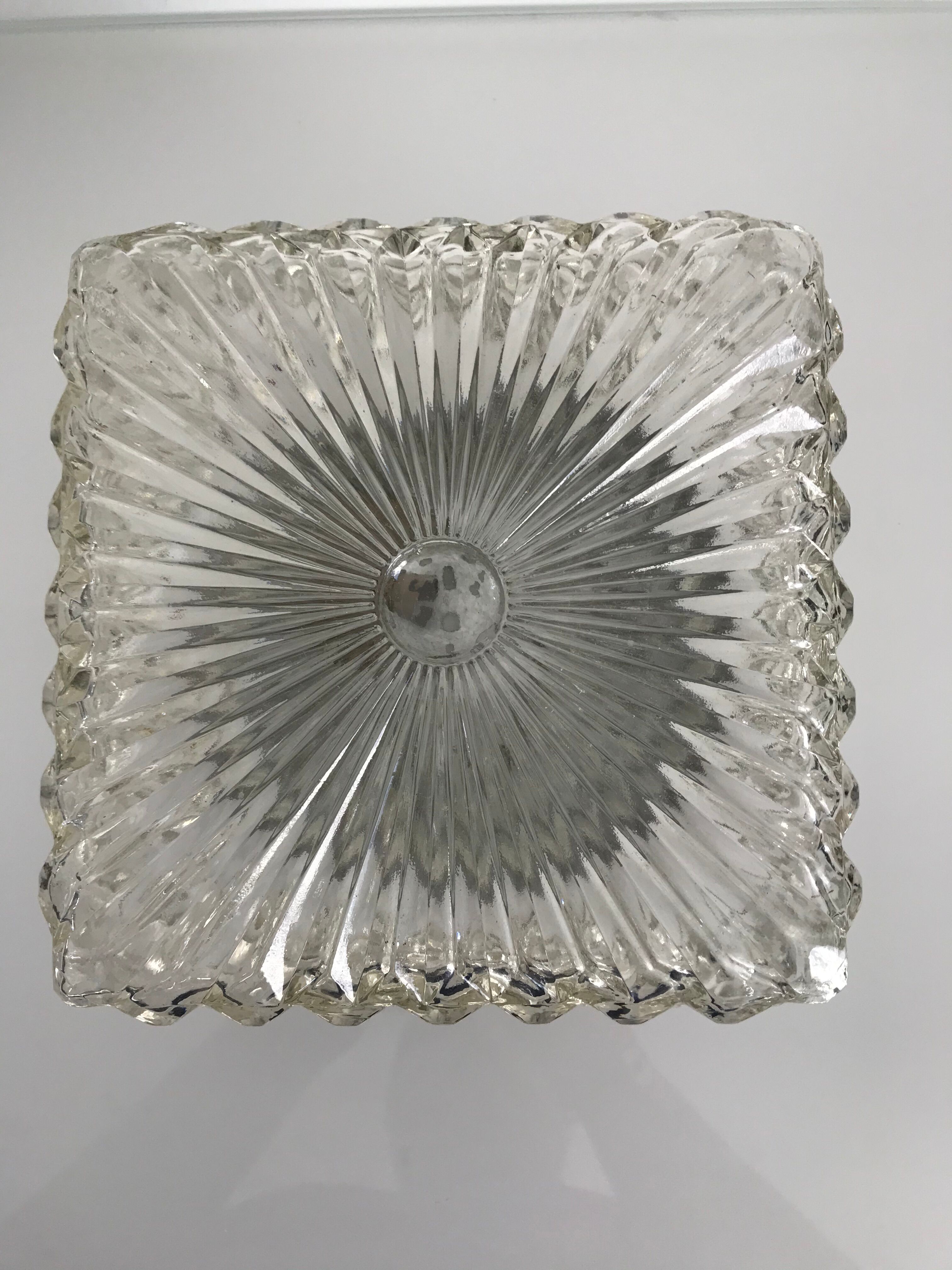 Square ceiling light in chiseled glass