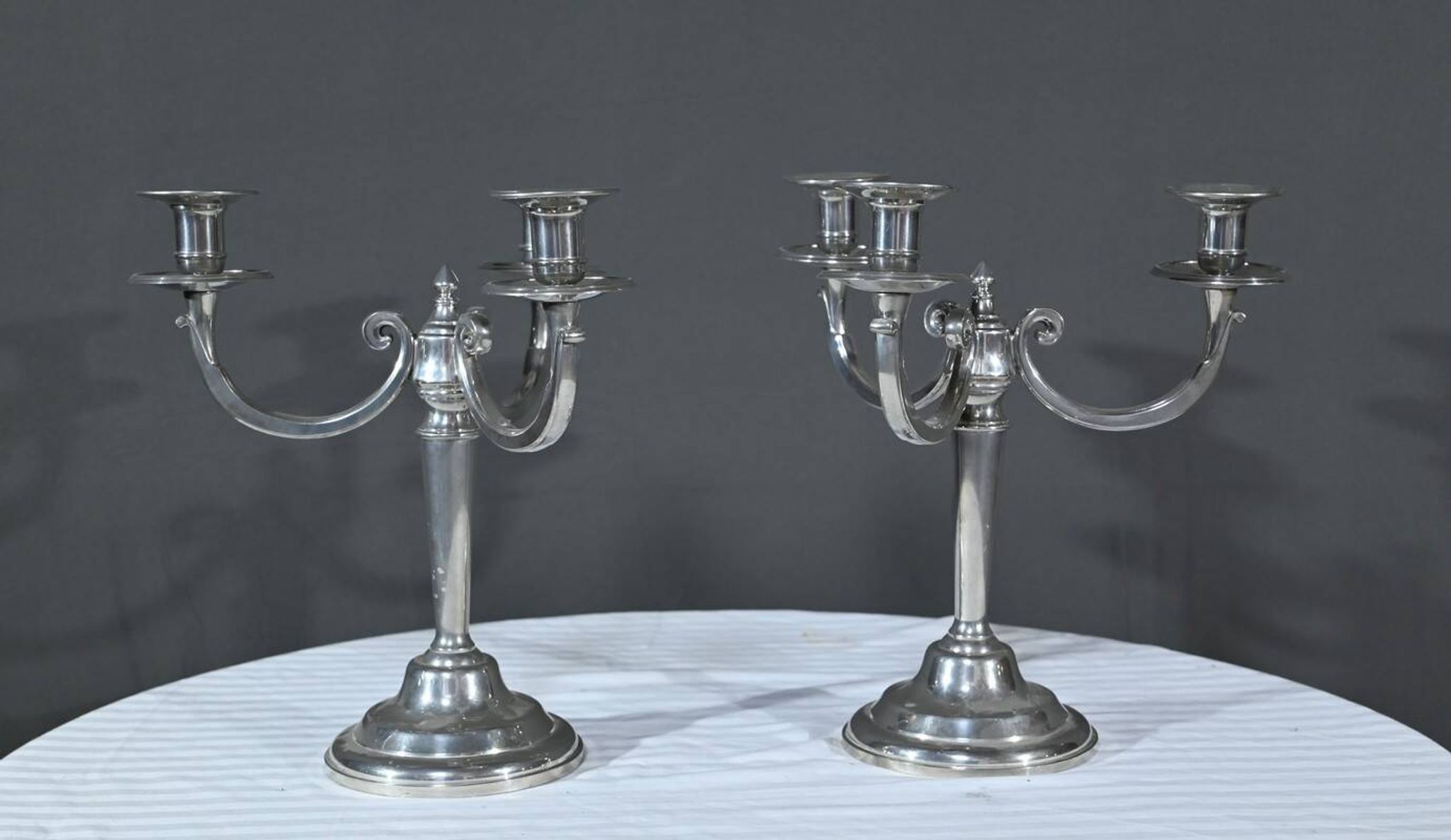 Pair of “Le Lingot” Candelabra in Pewter – Mid 20th Century