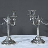 Pair of “Le Lingot” Candelabra in Pewter – Mid 20th Century