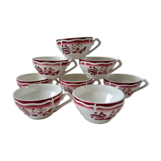 Lot de 8 tasses à café Digoin Sarreguemines modèle Ala