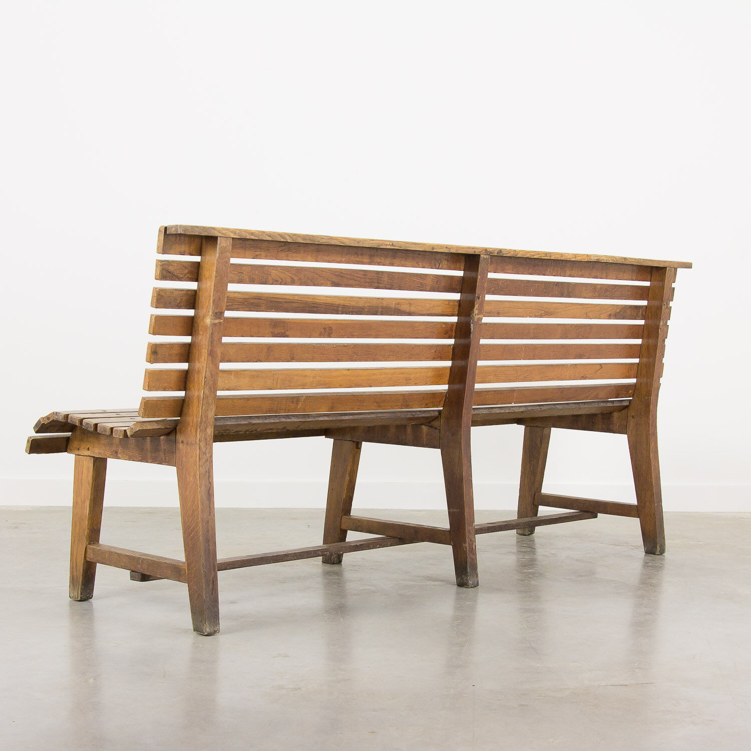 Wooden train station bench