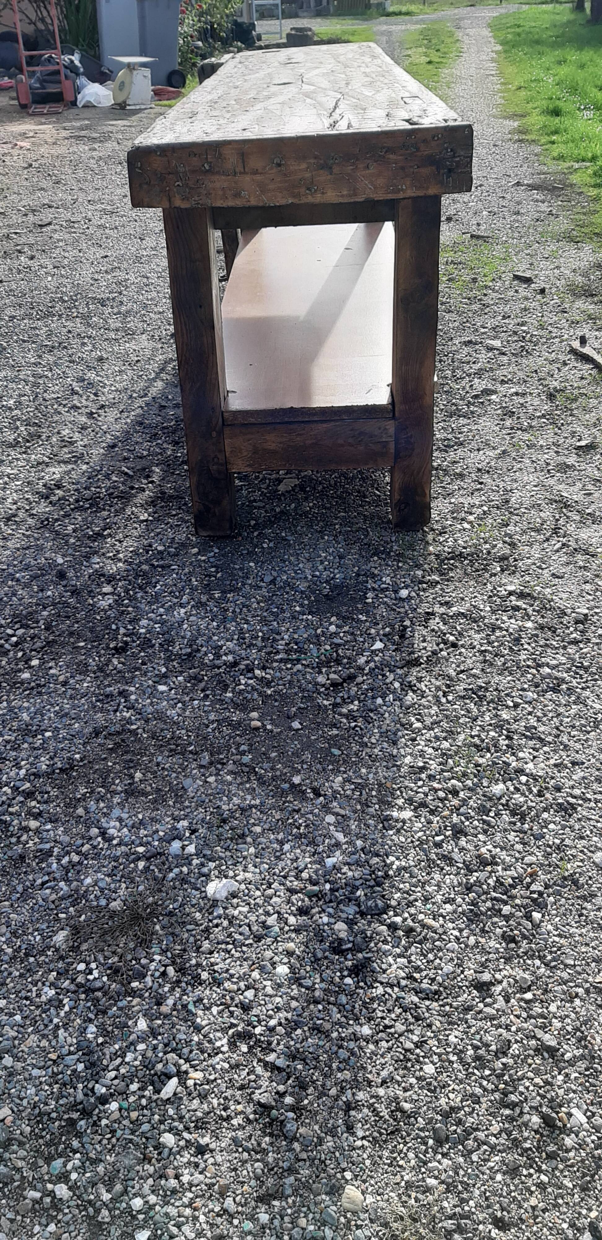 Old Wood Workbench, 1 Drawer and Shelf