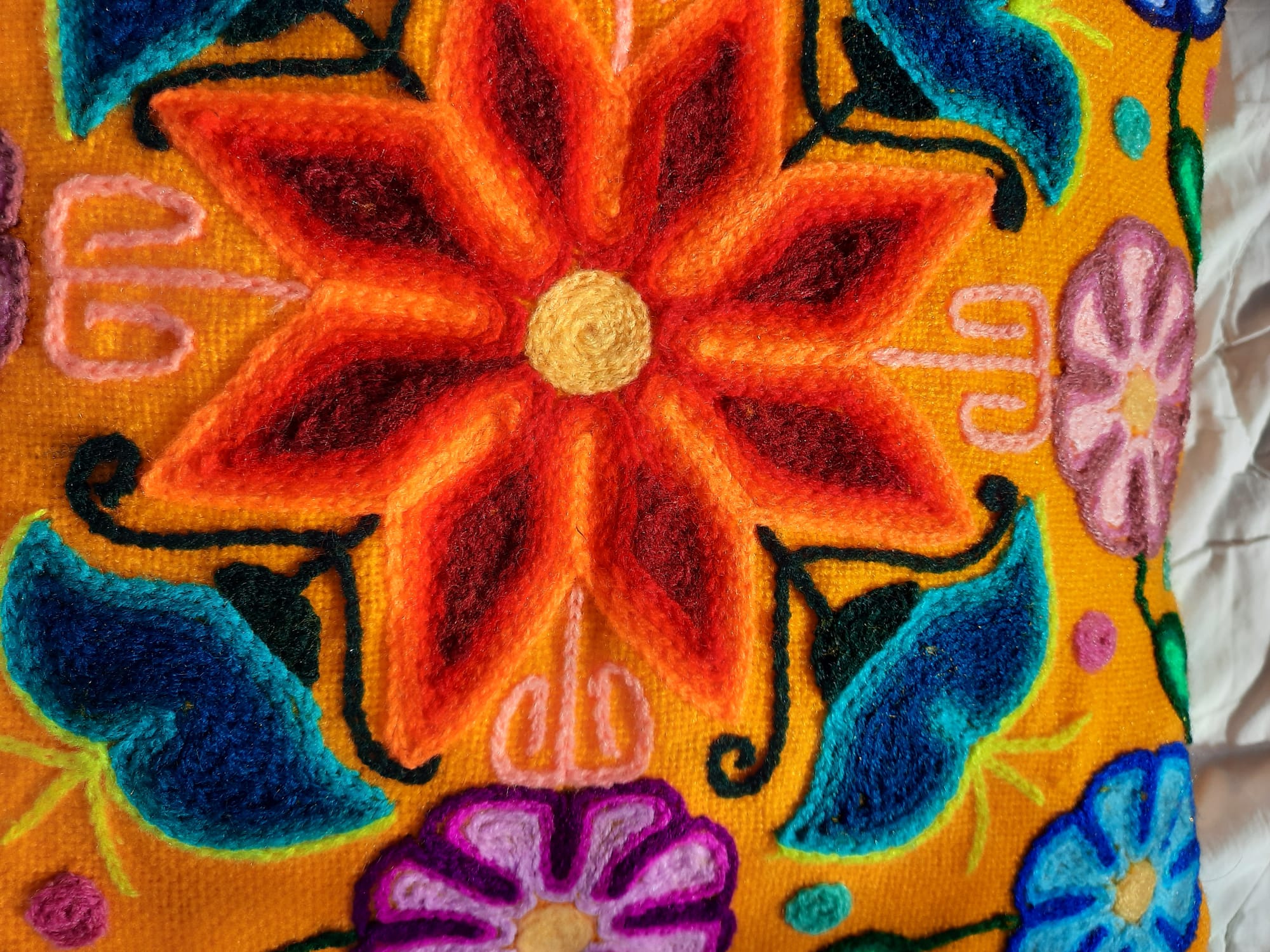 Yellow Peruvian cushion cover