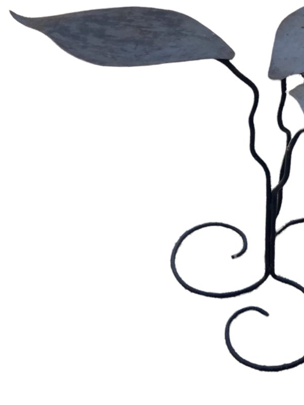 Table de jardin en métal brossé motifs de feuilles