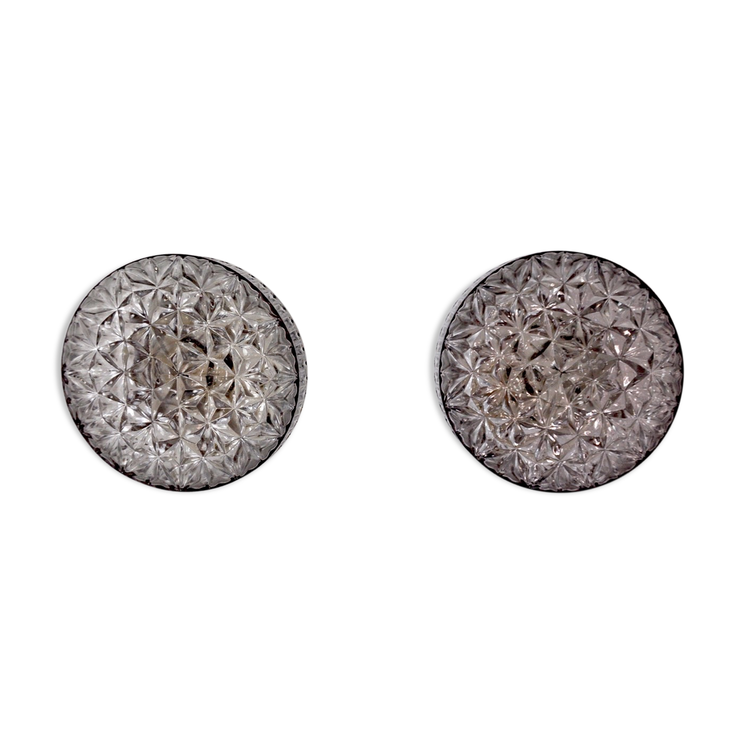 Pair of peris andreu wall lamps, purple cut glass, spain, 1970