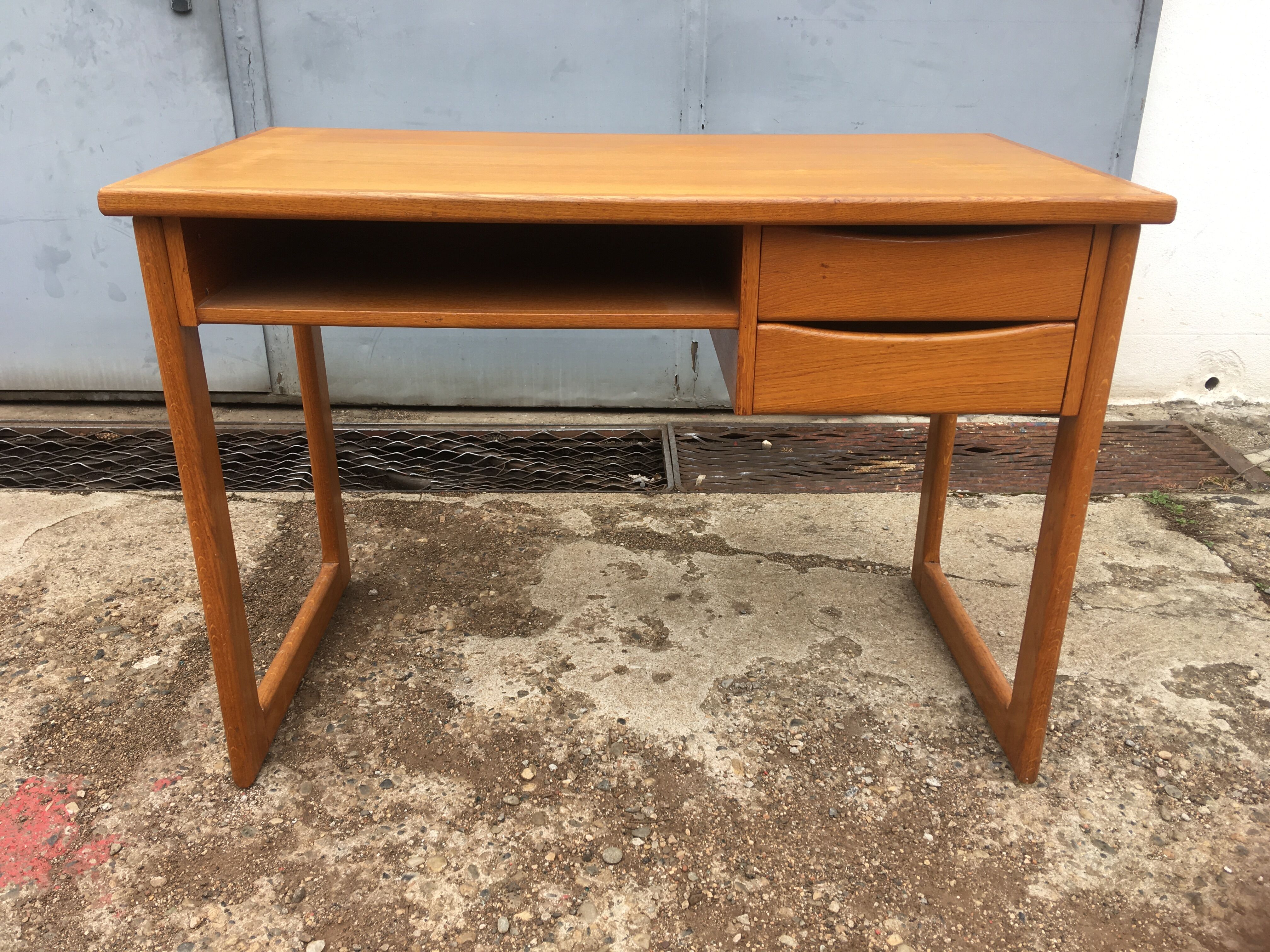 Vintage desk with Scandinavian-style wooden sled feet