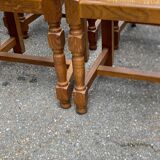 8 chaises en bois massif chêne clair et paille type ferme dossier haut