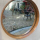 Scandinavian round mirror in teak
