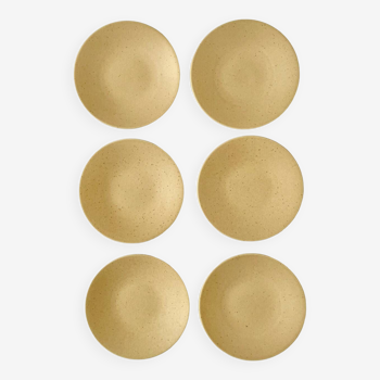 Lot de 6 assiettes dessert grès véritable beige moucheté