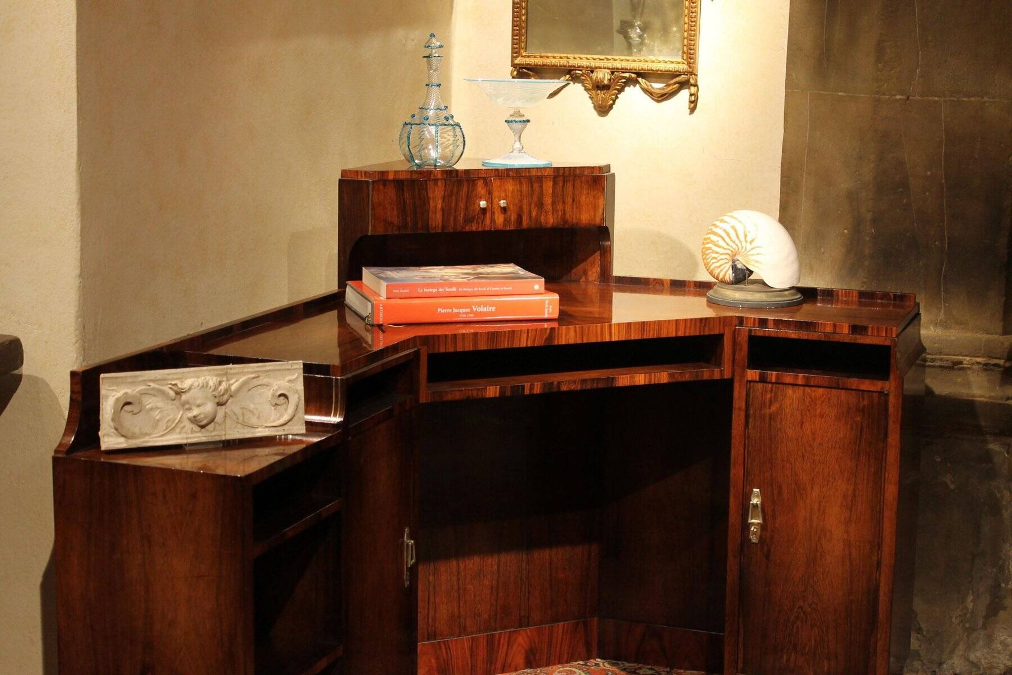 Art Deco Veneer Writing Desk or Vanity Table, 1920s