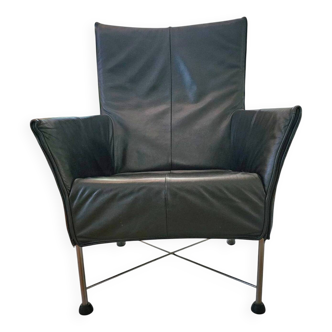 Fauteuil Charly post-moderne en cuir noir / Gerard van den Berg pour Mont