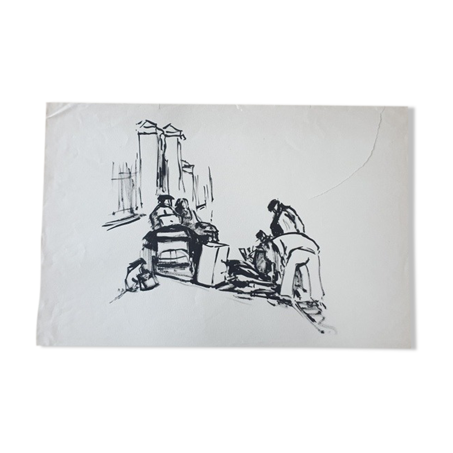 André Duculty (1912-1990) India ink on paper "The return of sinners" Monogrammed at the bottom