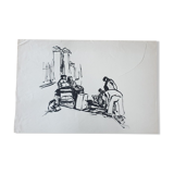 André Duculty (1912-1990) India ink on paper "The return of sinners" Monogrammed at the bottom