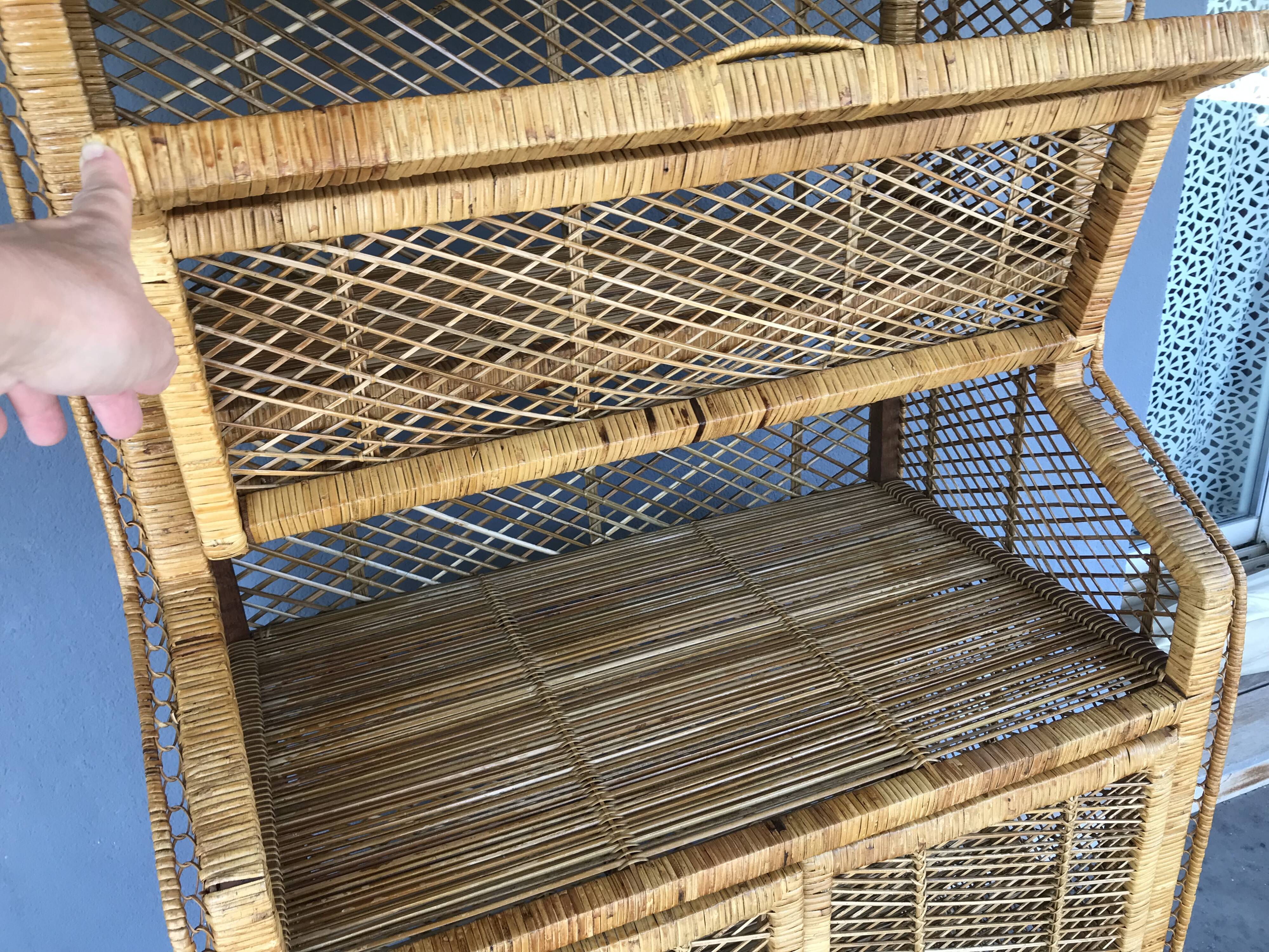 Vintage rattan bookcase