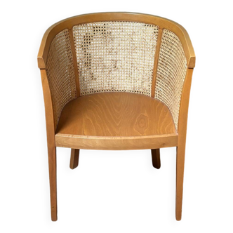 Fauteuil cabriolet bois et cannage