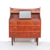 Teak Danish secretary with pull out mirror and desk, 1960s