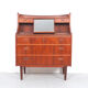Secrétaire danois en teck avec miroir coulissant et bureau, années 1960